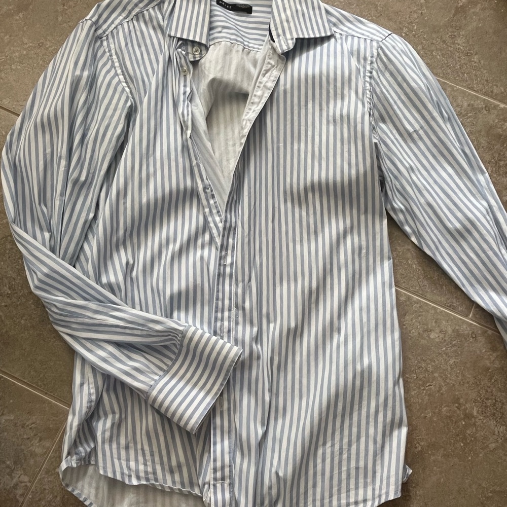 Classic Blue Striped Men's Button-Down Shirt